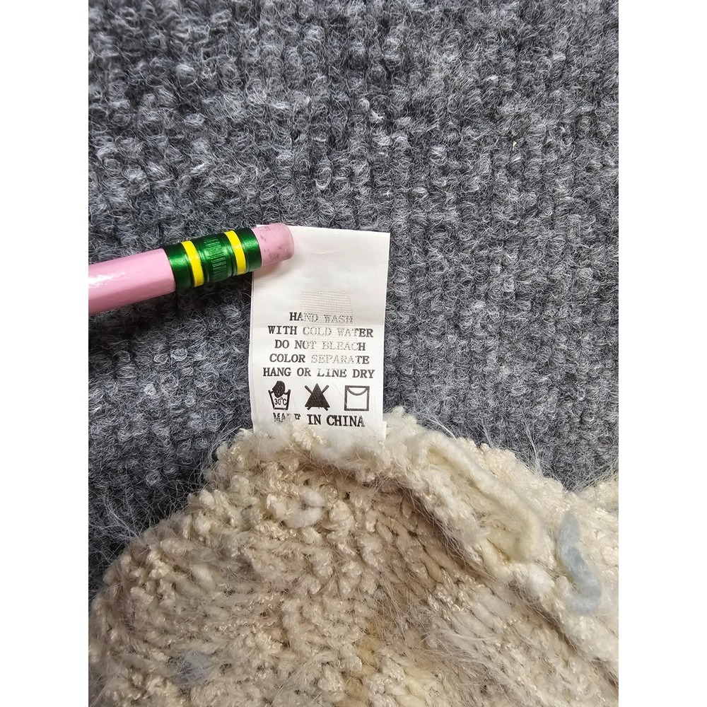 Altar'd State Cream Textured Knit Pullover Crewneck Striped Soft Sweater Medium - Picture 5 of 10